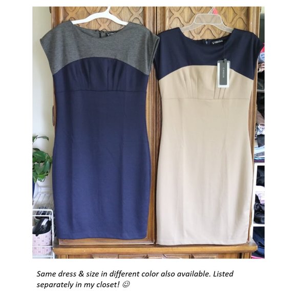 ALLEN SOLLY Colorblock Sheath Career Dress NWT - Tan, Size S - Picture 15 of 16